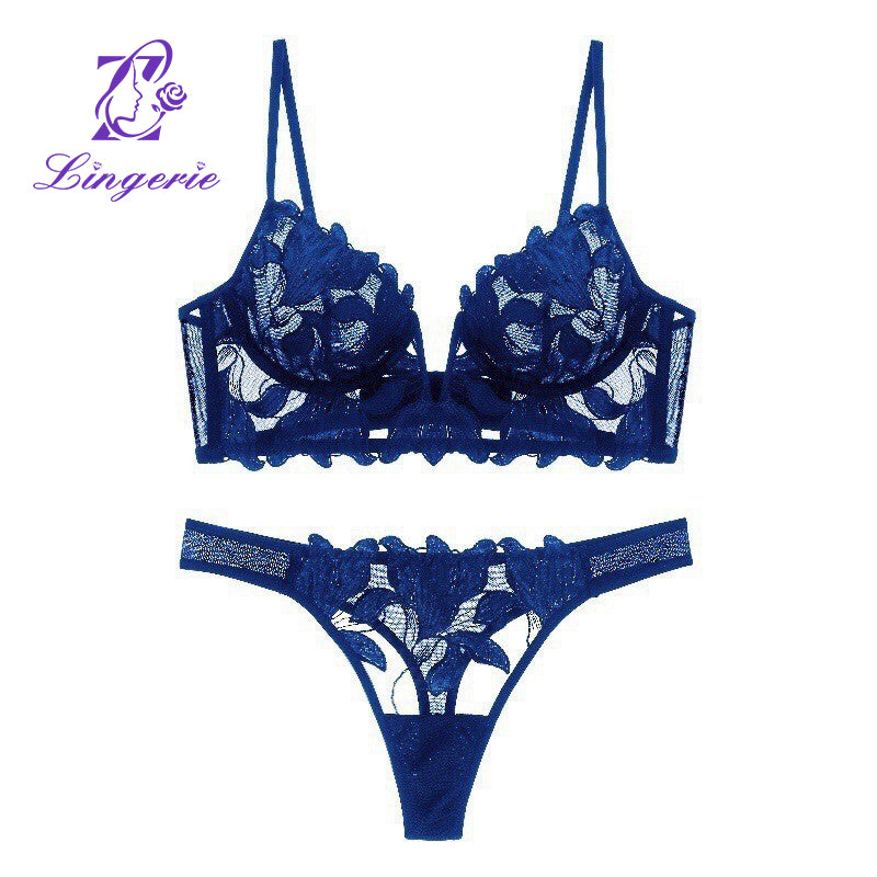 Factory Wholesale Deep V Sexy Embroidered Lace Underwear Women's Ultra-thin Push-up Bra