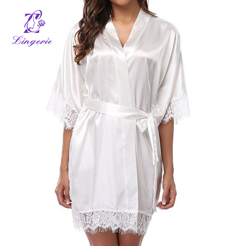 Erotic lingerie bathrobe transparent soft yarn Japanese chiffon printing and dress sexy uniform set