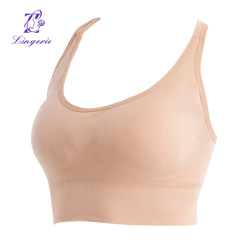 Anti-shock gathering running sports bra underwear large size skeletonized back row buckle adjustable sports bra