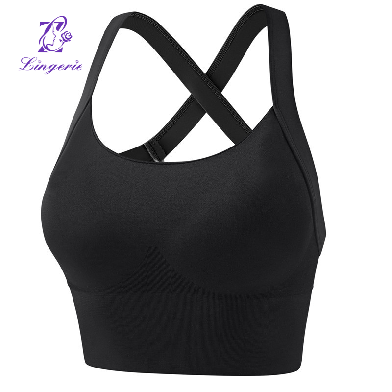 Sports underwear women's one-piece fixed cross back models high-intensity anti-shock bra fitness running yoga tank tops