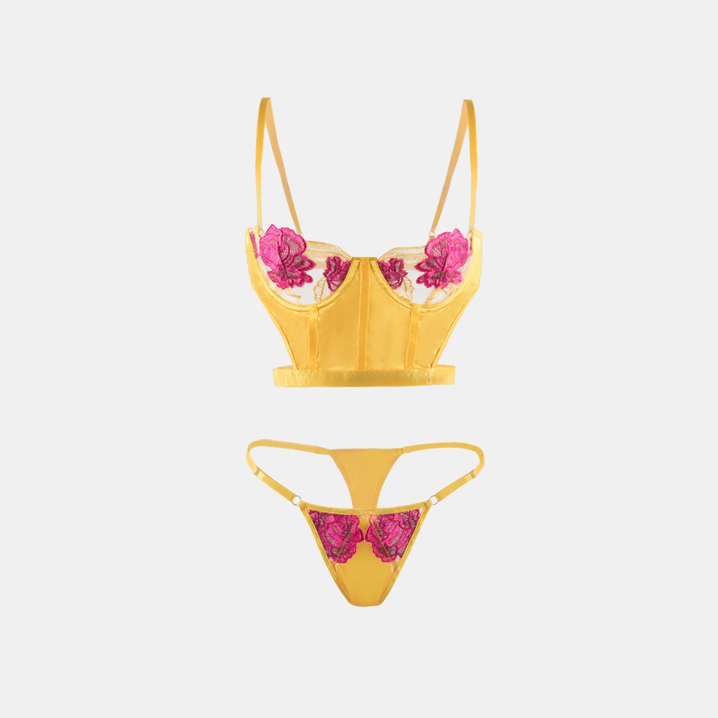 Yellow flower embroidery Bustier