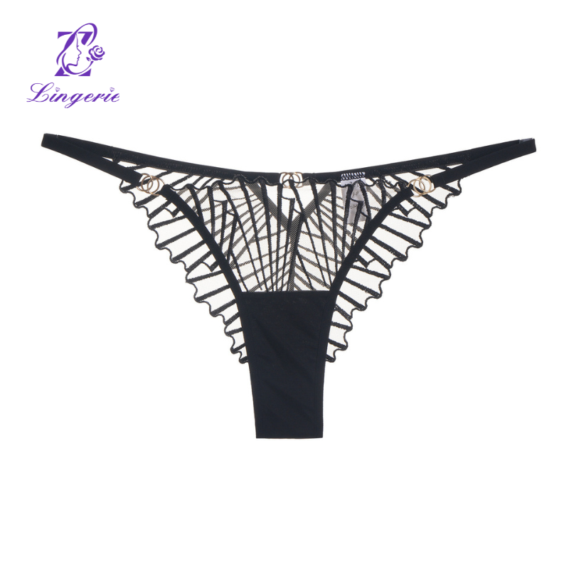 Erotic lingerie French ultra-thin mesh embroidered bra panties large breasts show small plus size underwear set