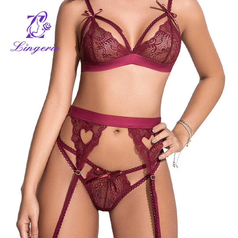 Lace Erotic Girdle Lingerie 3 Piece Set