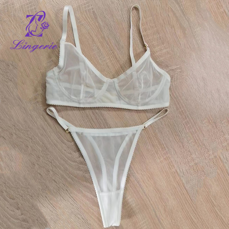 Sexy underwear female ultra-thin see-through mesh erotic bra large breasts show small anti-sagging bra set bra