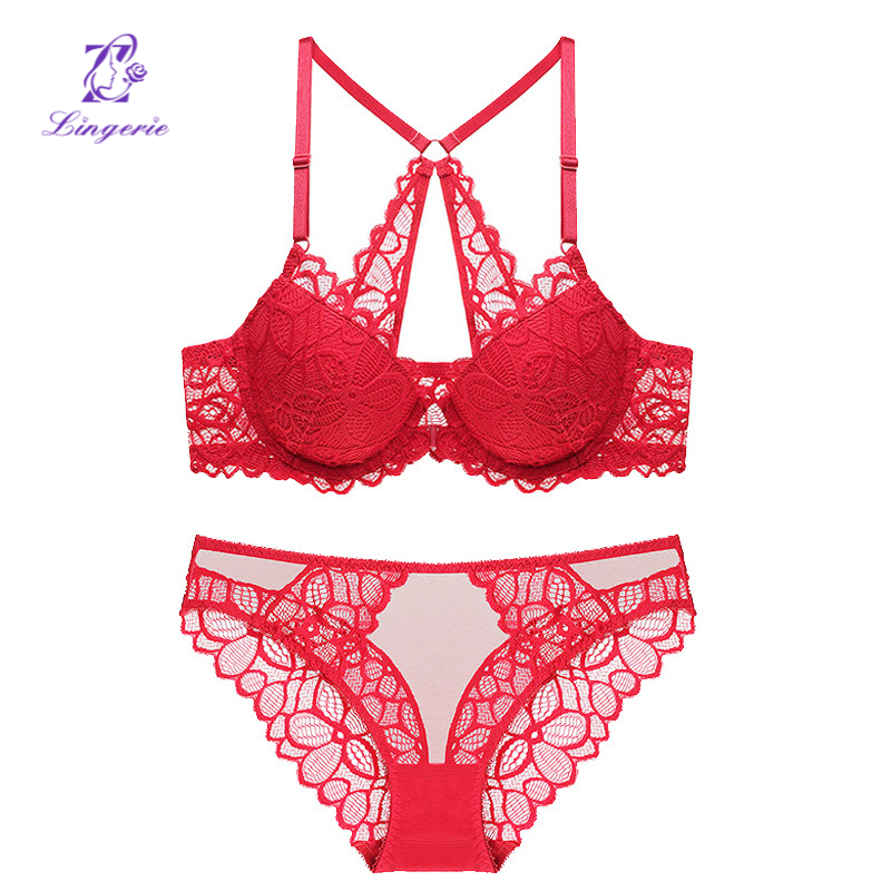 Sexy lace underwear female front buckle beauty back small breasts gathered bra red natal bra suit bras