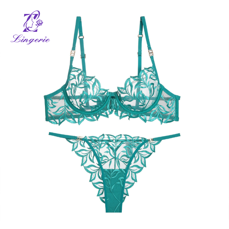 French lingerie women's sensual erotic embroidery lace bra panty set large breasts show small anti-sagging underwear bra