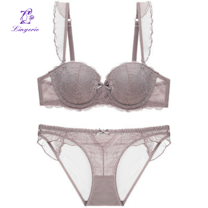 Sexy underwear French lovely ruffles can be inserted piece lace bra small breasts show large gathered bra set