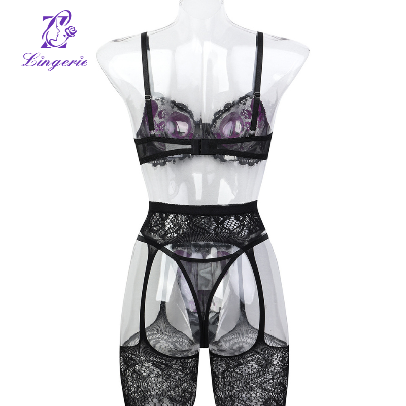 Pink Embroidered Floral Sling Erotica Set of 3