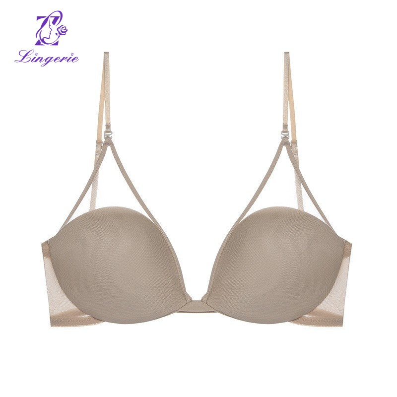 Sexy U-mesh breathable back lingerie Triangle cup no underwire push-up bra cover