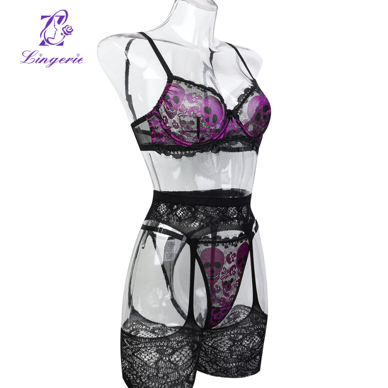 Pink Embroidered Floral Sling Erotica Set of 3
