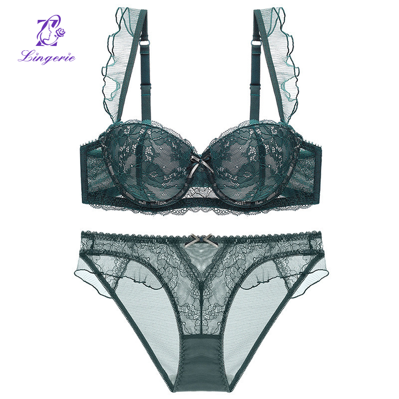 Sexy underwear French lovely ruffles can be inserted piece lace bra small breasts show large gathered bra set