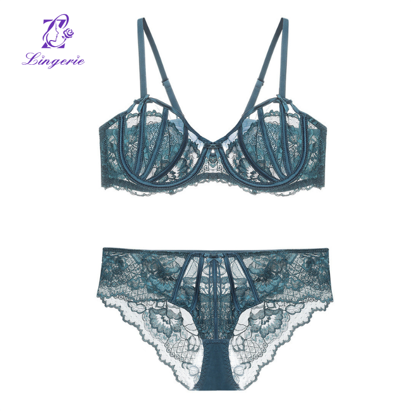 Sexy ultra-thin large breasts show small plus size bra adjustable anti-sagging top support bra set