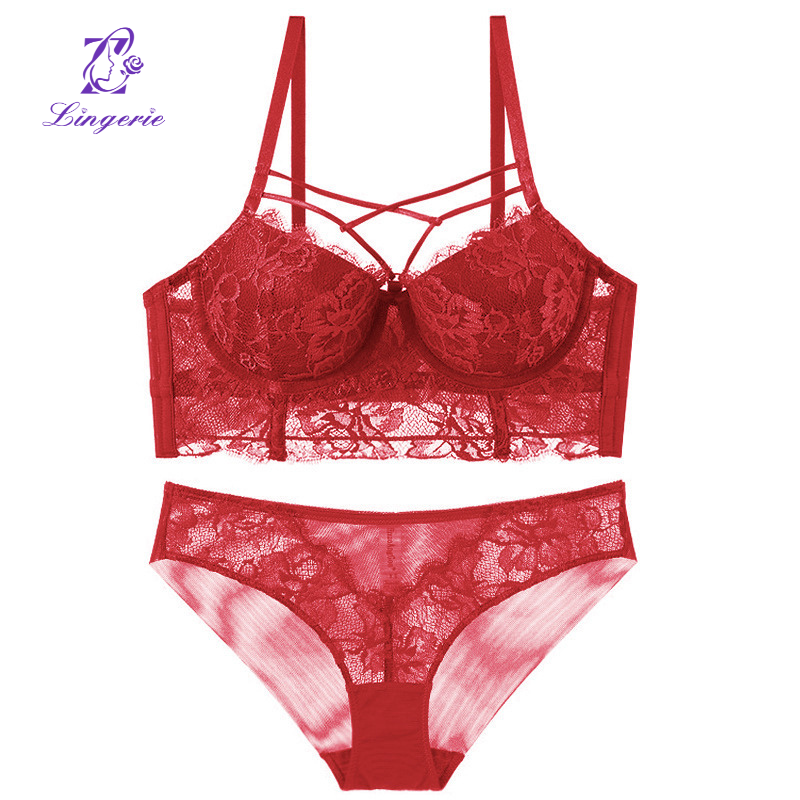 Sexy Underwear 2 Piece Set Lingerie for Women Floral Lace Bra And Brief Sets Women