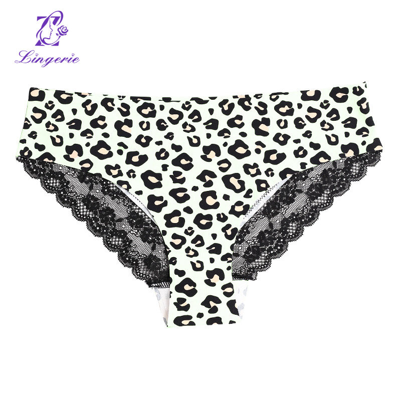 Lace leopard panties women's low waist seamless sexy cotton bottom crotch comfortable breathable triangle panties