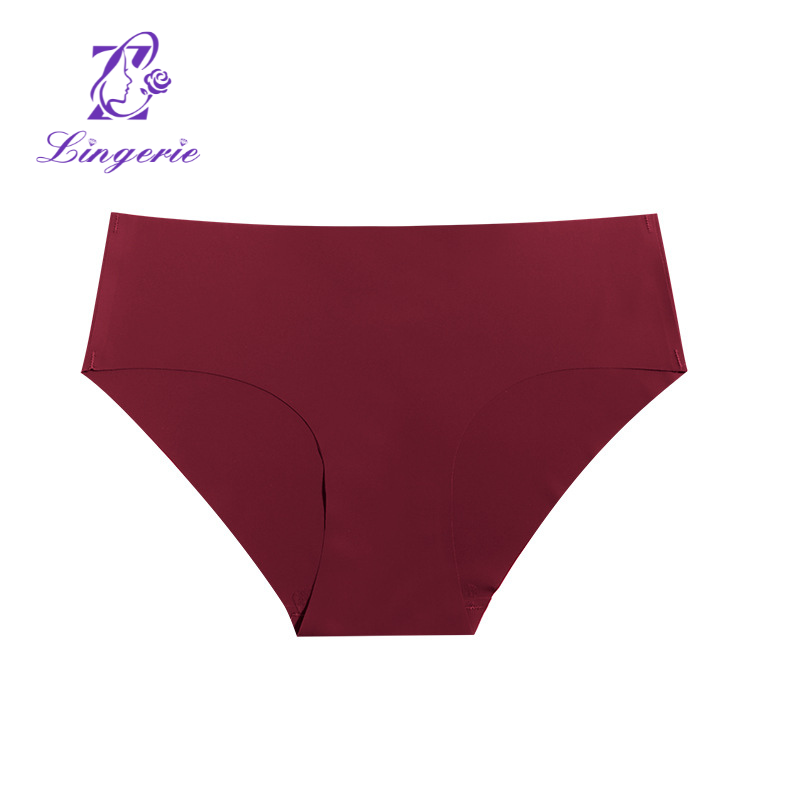 Traceless women's panties solid color Japanese triangle hollow mesh sexy one-piece ice silk panties