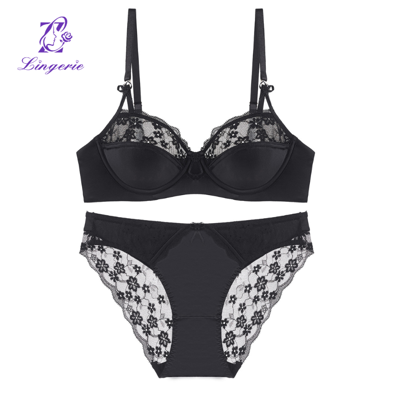 French sexy lingerie natal red lace underwear thin cotton glossy large breasts show small anti-sagging bra set