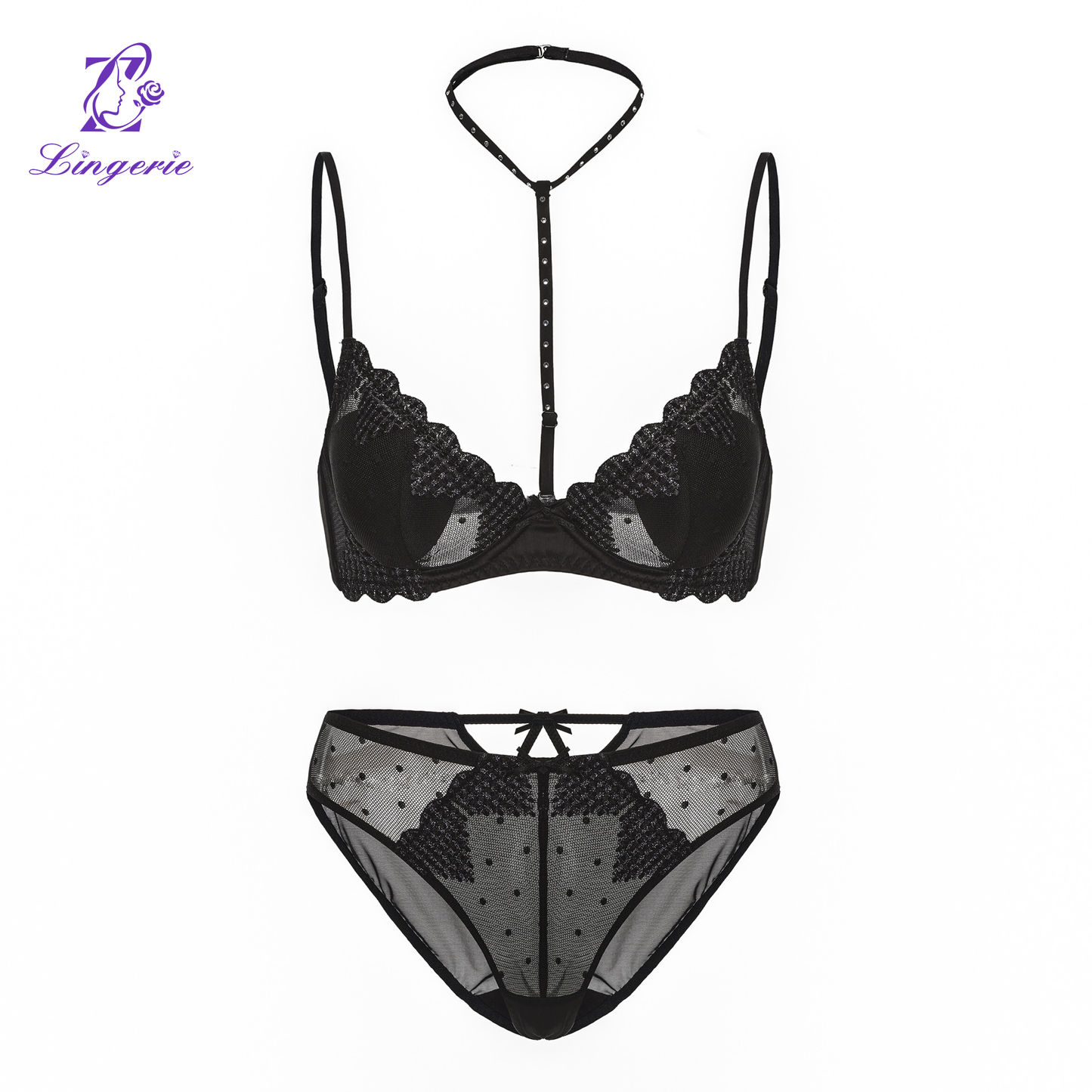Halter neck heart Bra set