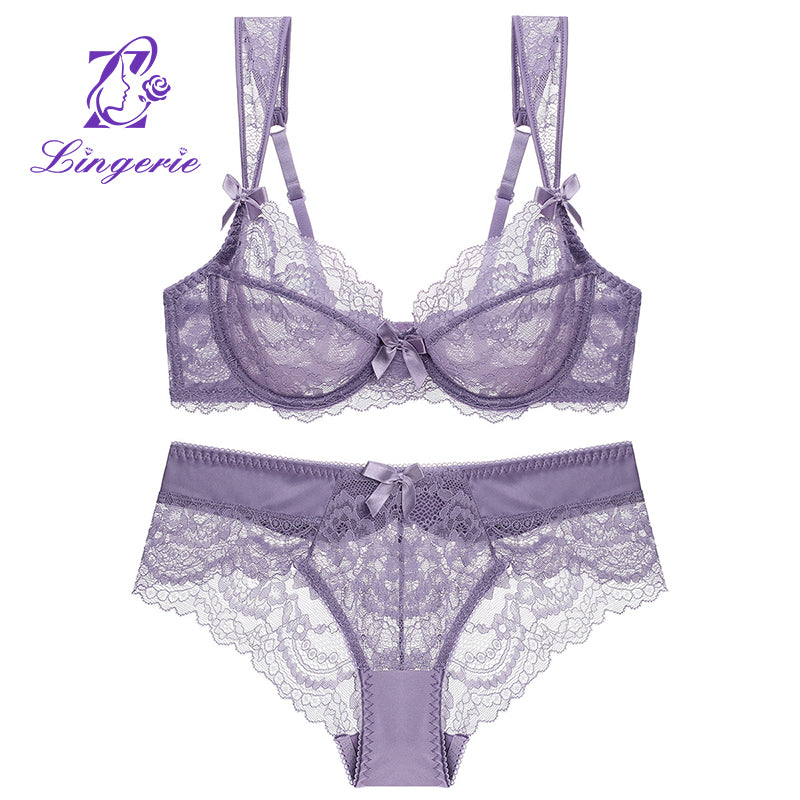 Factory Wholesale High Performance-price Ratio Bra Brief Sets Plus Size Underwear Mesh Set 2025 Underwire Sexy Big Size Bra Sets