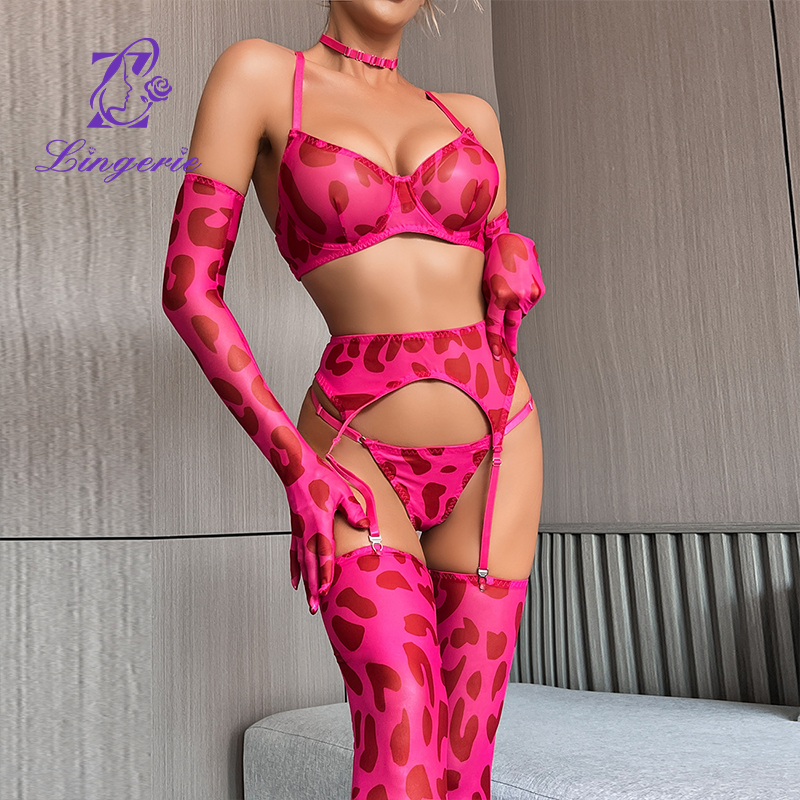 Leopard print erotic lingerie 5 piece new leopard print sexy lingerie erotic kit