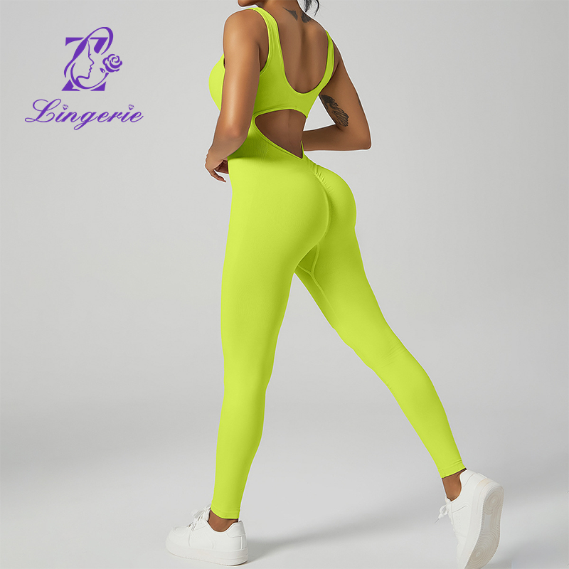 Nude One-piece Yoga Wear Women's Beauty Back Fitness Exercise Bodysuit
