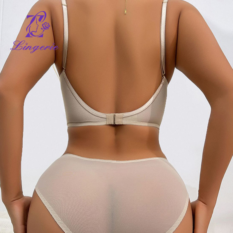 Sexy lingerie U-shaped large backless invisible back underwear small breasts show large gathered collection of breasts bra set