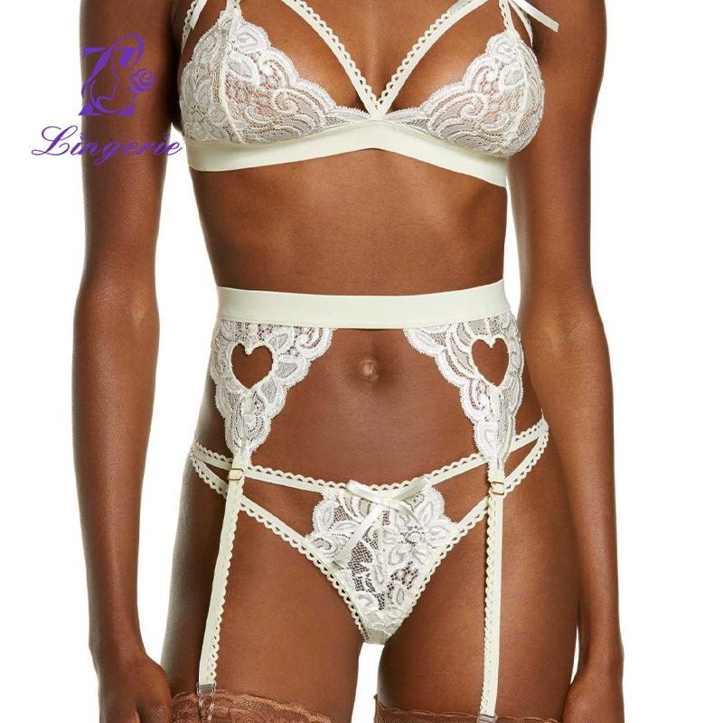 Lace Erotic Girdle Lingerie 3 Piece Set