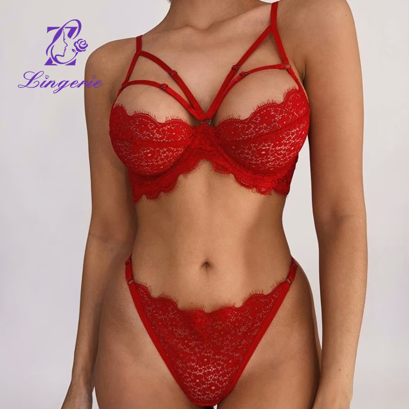 Lace Garter Belt Sexy Lingerie 4 Piece Set