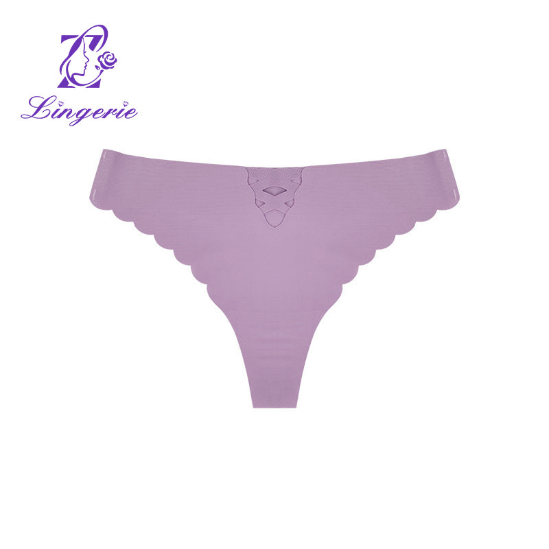ZC hollow fitness low waist hollow sports ice silk seamless thong