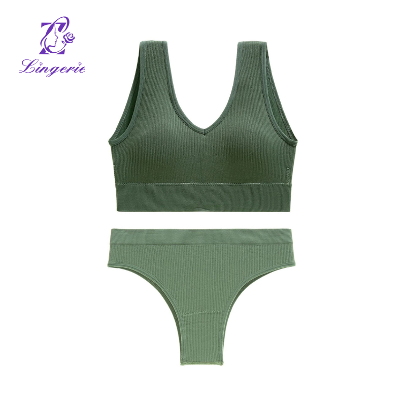 Plus Size Women's Backless Backless Underwear Low Waisted Thong Sports Fitness Yoga Set