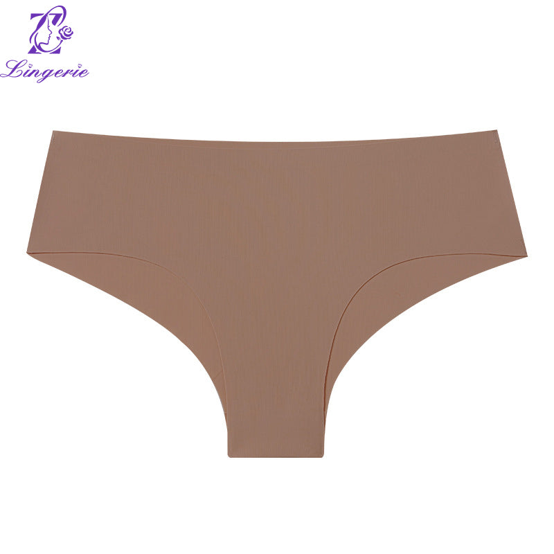 Seamless one-piece ice silk underwear V-mesh