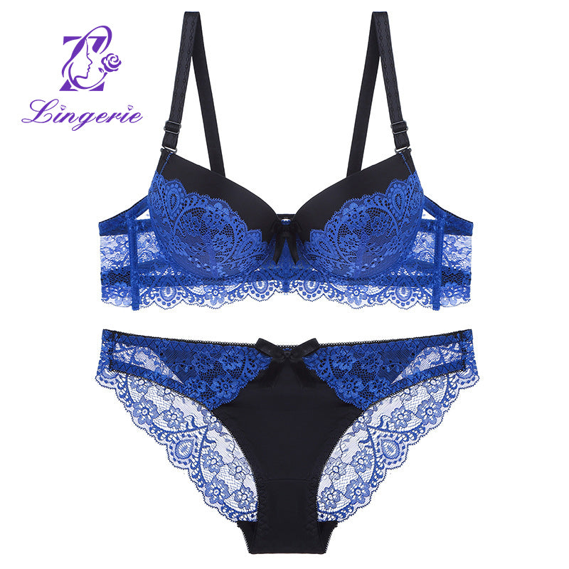 Factory Self-sale Lace Bra Set Hollow Gathered B Color Matching