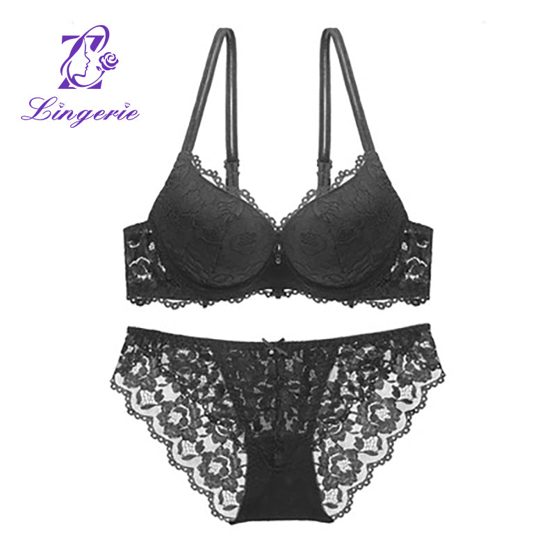Seamless Bralettes Lingerie Sexy Sets Comfortable no show V Neck Bras Panty Thongs Sets Push Up Bra and Panty Sets for Women