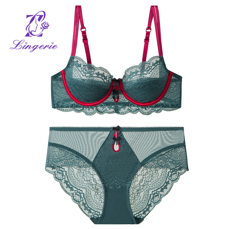 Sexy Lingerie French Ultra-thin Pure Desire Large Breasts Show Small Plus Size Lingerie Lunar New Year Red Lace Bras