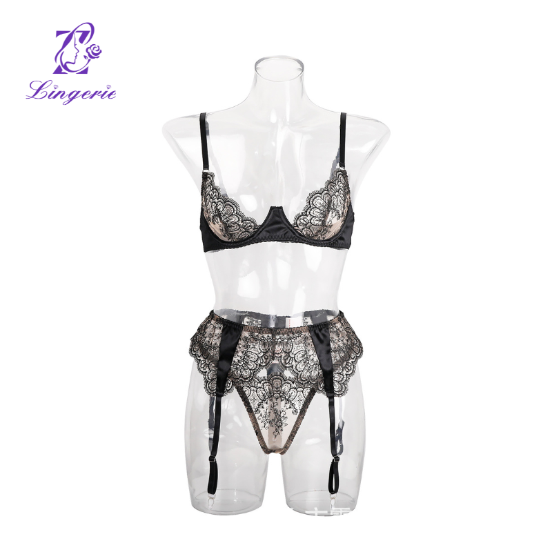 Black Lace Sexy Splicing See Through Slimming Erotic Bra