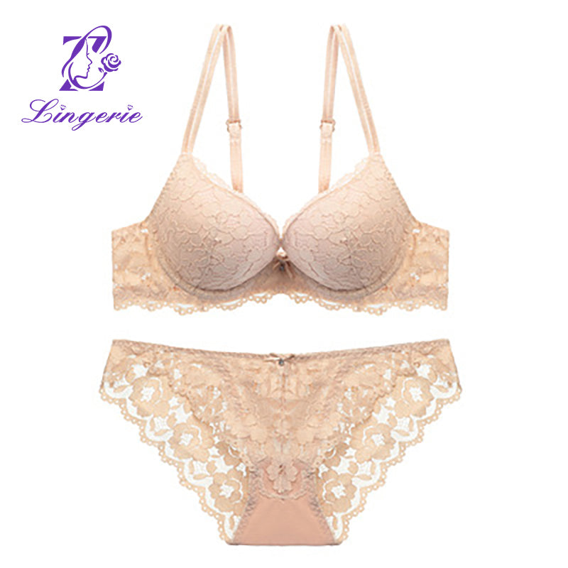 Seamless Bralettes Lingerie Sexy Sets Comfortable no show V Neck Bras Panty Thongs Sets Push Up Bra and Panty Sets for Women