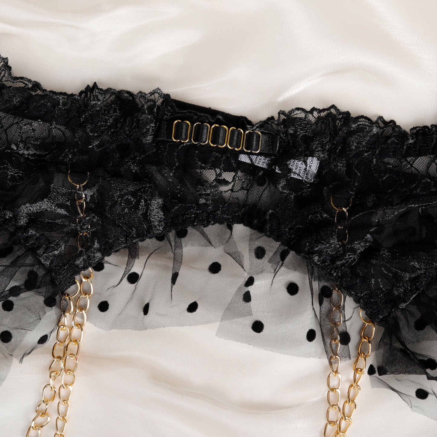 Removable Metal Chain Embroidery Garter Lingerie