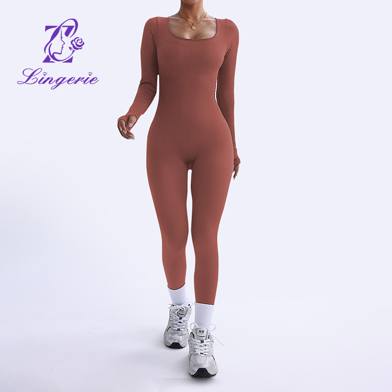 Sports Yoga Bodysuit Long Sleeve Quick Dry Tight Fitness One Piece Yoga Wear