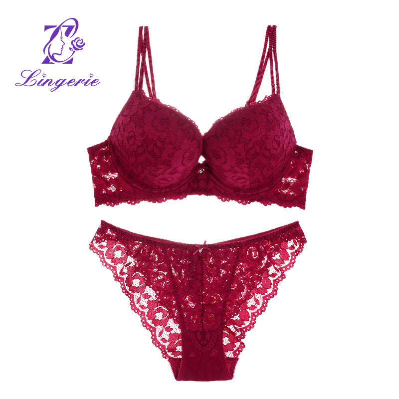 Seamless Bralettes Lingerie Sexy Sets Comfortable no show V Neck Bras Panty Thongs Sets Push Up Bra and Panty Sets for Women