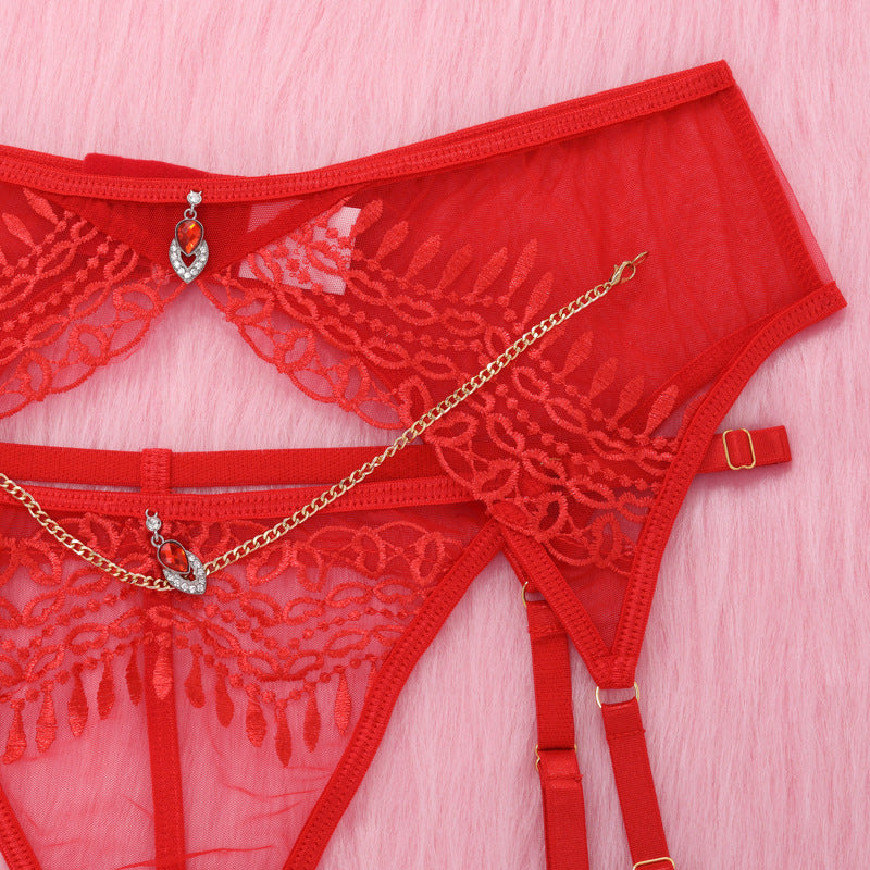 Red Lace Sexy Garter Lingerie