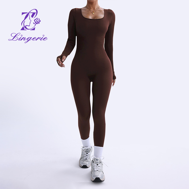 Sports Yoga Bodysuit Long Sleeve Quick Dry Tight Fitness One Piece Yoga Wear