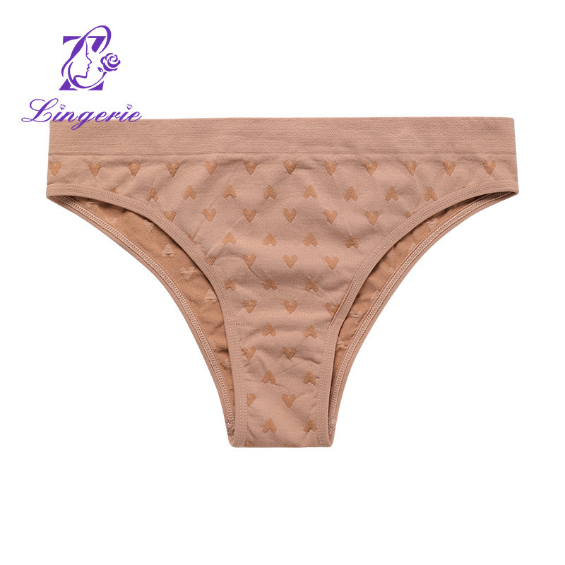 Factory women's seamless heart print quick-drying stretch comfortable breathable sports briefs
