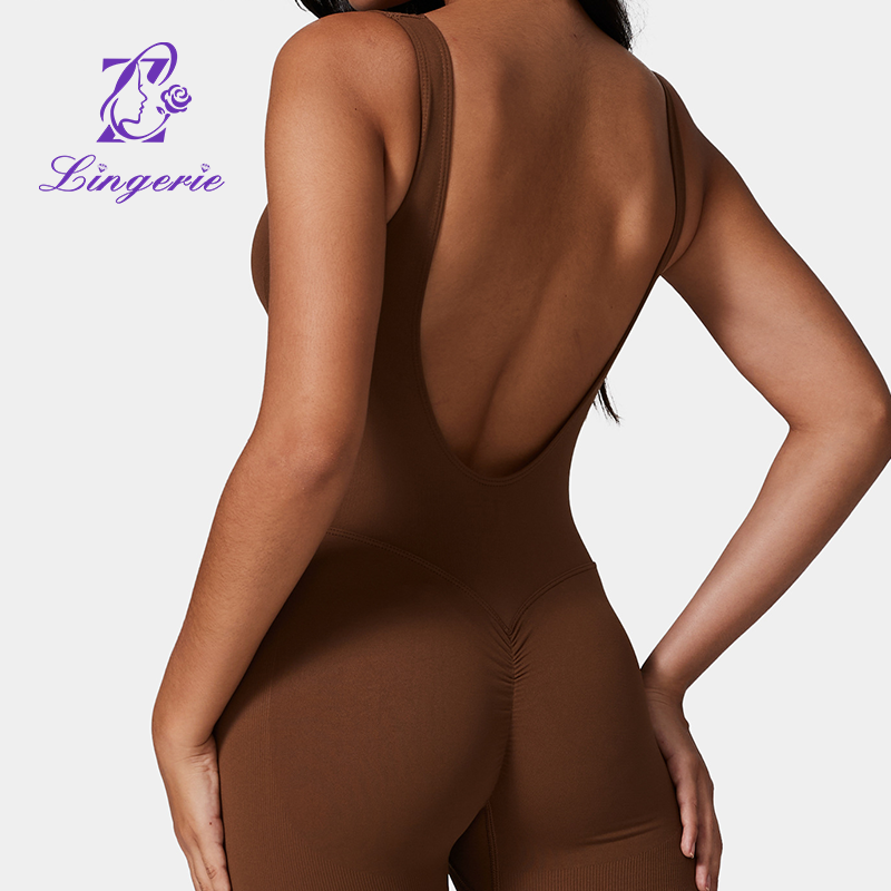 Slim Hip Lifting Tank Top Yoga Wear Women Backless Exercise Fitness Shorts Bodysuit