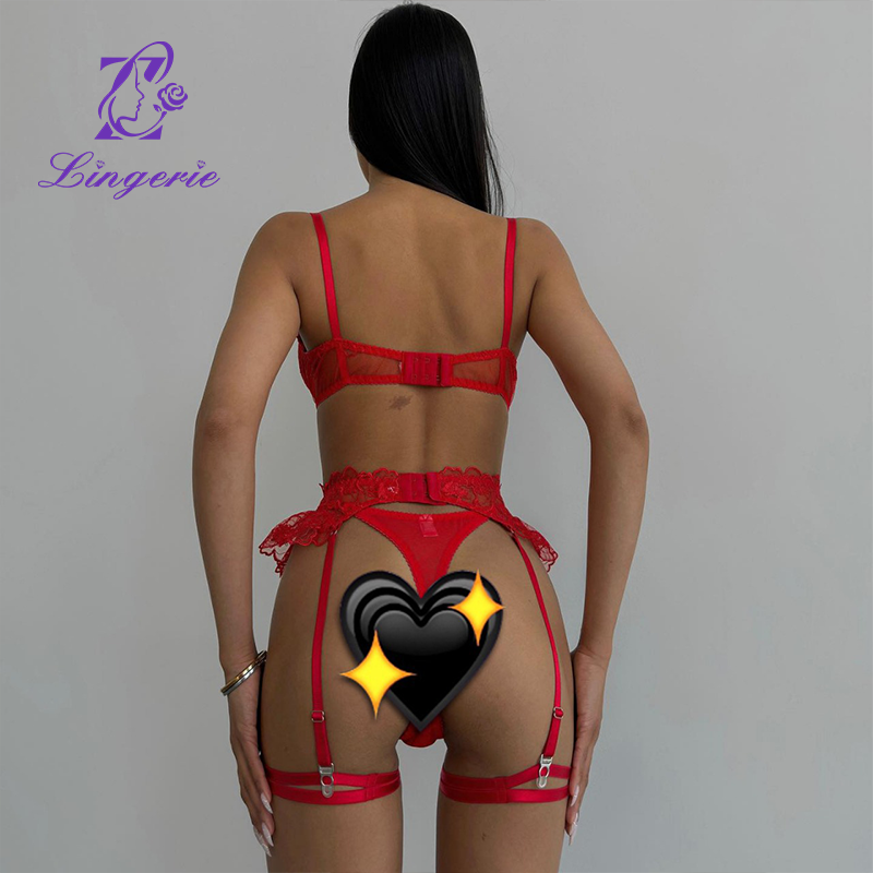 Heavy duty embroidered patchwork bondage lingerie erotic lingerie set