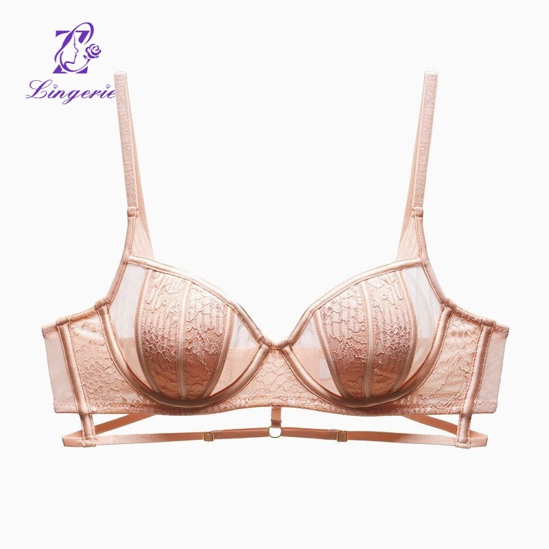 Sexy underwear French large breasts show small plus size lace bra thin cotton rabbit ears soft steel ring bra