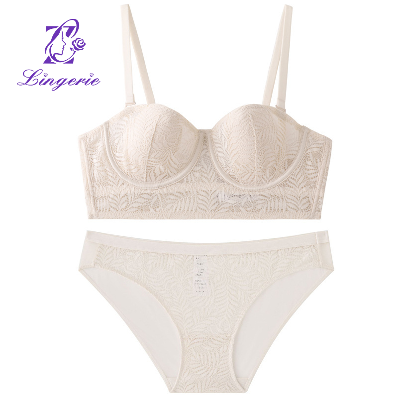 Wholesale French Lingerie Thin Bunny Ear Cup Lace Soft Steel Ring Anti-sagging Bra Set
