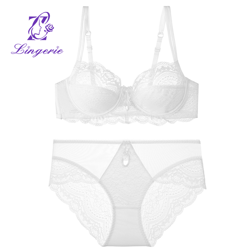 Sexy Lingerie French Ultra-thin Pure Desire Large Breasts Show Small Plus Size Lingerie Lunar New Year Red Lace Bras