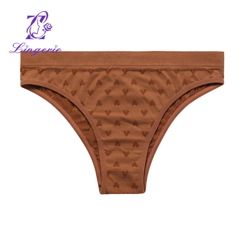 Factory women's seamless heart print quick-drying stretch comfortable breathable sports briefs