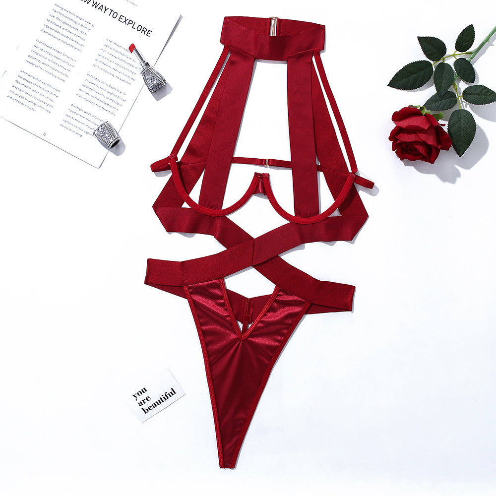 Purple rope hollow neck Bodysuit