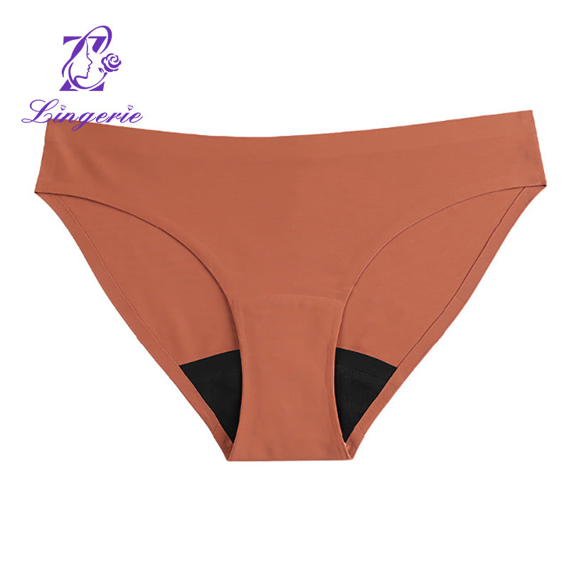 Women's large size physiological mid-waist four-layer menstrual safety and hygiene seamless pure cotton panty