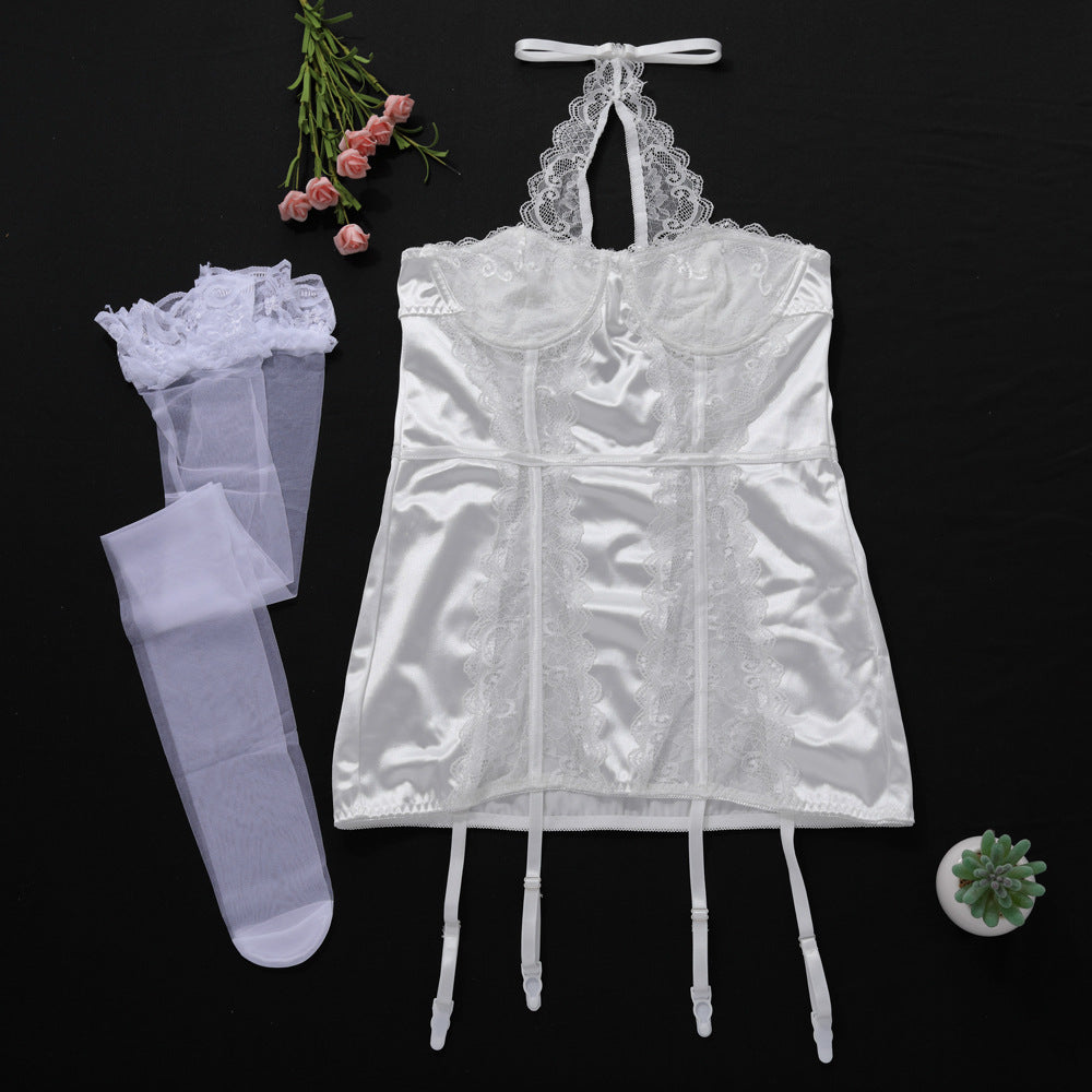 Purple Sexy Dress  Lace Suspenders Bodysuit